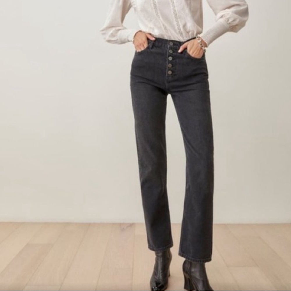 Reformation Cynthia Button Fly High Rise Straight Jean